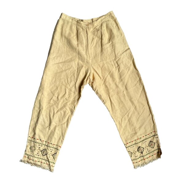 2/$18 SALE! Vintage Joy Peace Capri Pants Womens 8 High Waist Embroidered Beaded - Picture 1 of 11